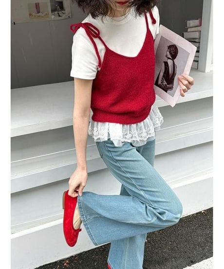 shoulder ribbon cami / 4color　hm2338