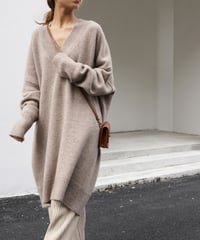v-neck knit dress / 3color　hm1743