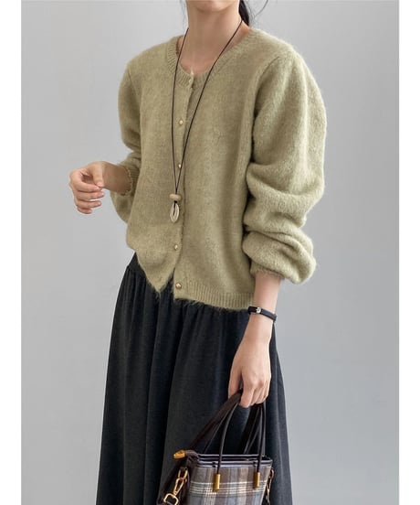 fluffy knit cardigan  / 6color　hm2630