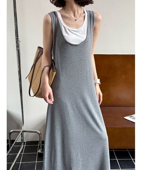 layered tank dress / 2color　hm2212