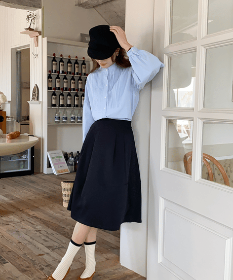 no-collar pintuck blouse / 2color　hm2838
