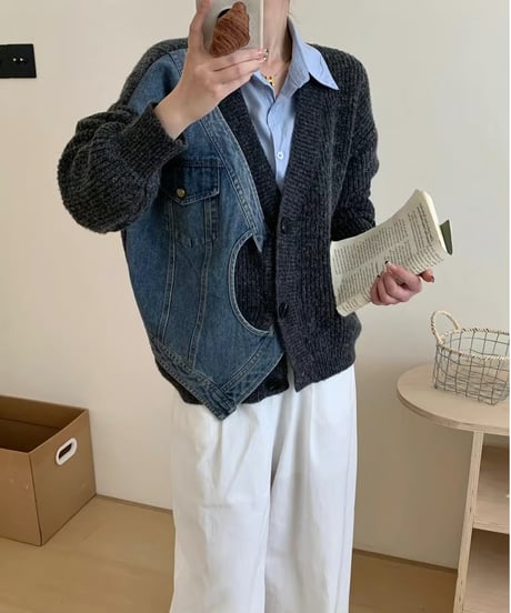 denim docking cardigan / 3color　hm2761