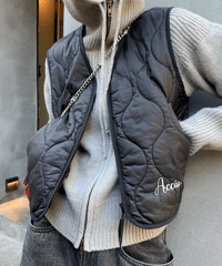 gourd quilting down vest / 2color　hm1125