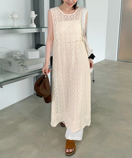 crochet knit dress / 3color　hm1484