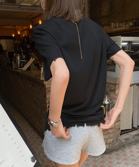 damaged ribbed t-shirt / 3color　hm1303