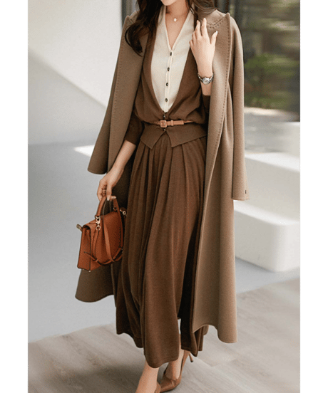 《即納》layered knit cardigan / 4color　hm2722