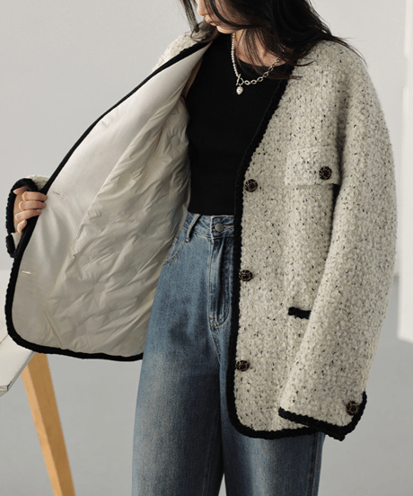 tweed trim jacket / 2color　hm2711