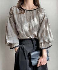 ribbon pleated blouse / 3color　hm2970