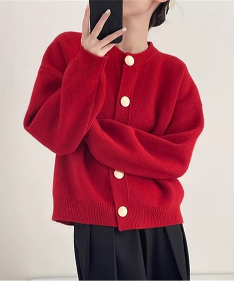crewneck knit cardigan   / 3color　hm2603