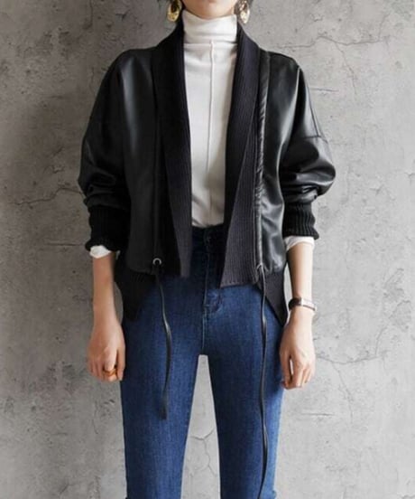 elegant leather jacket / 4color　hm1656