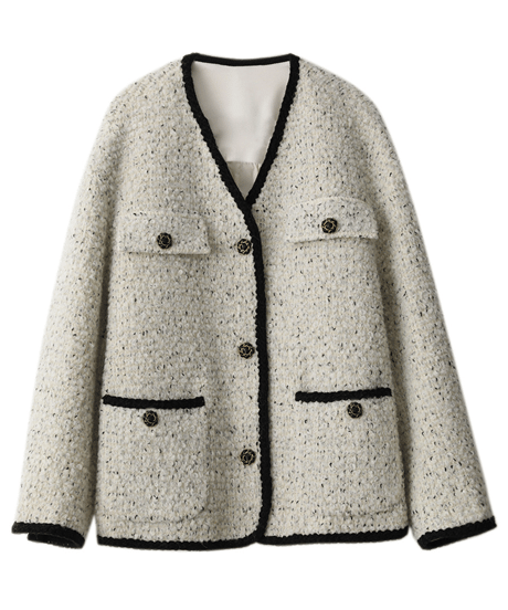 tweed trim jacket / 2color　hm2711
