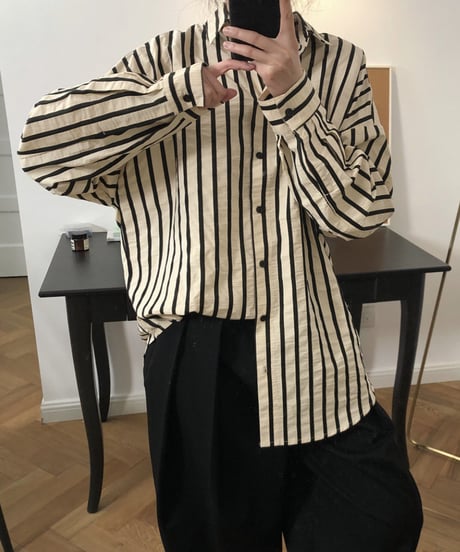 loose-fit striped shirt / 2color　hm1685