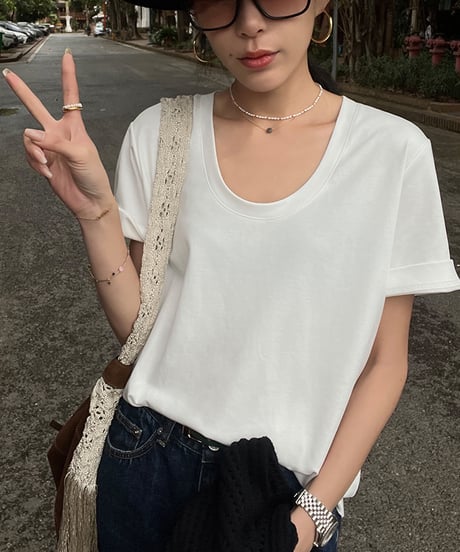 u-neck cotton t-shirt / 3color　hm1308