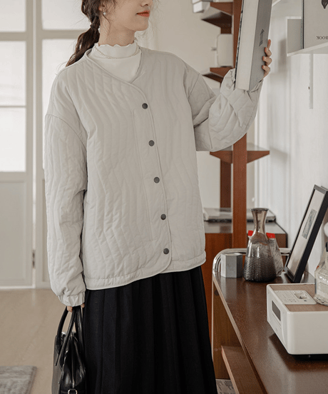 quilted v-neck jacket　hm2707
