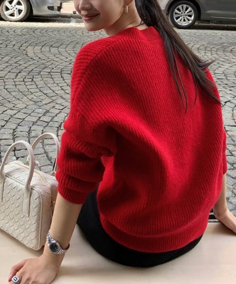 simple v-neck knit / 2color　hm2748