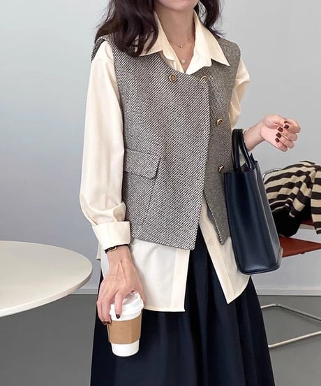 double breasted vest / 2color　hm2593