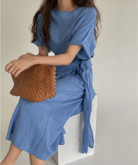 wrap linen dress　hm2868