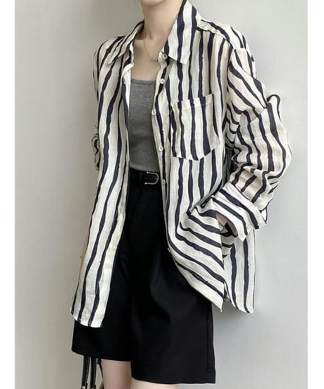 striped button shirt / 2color　hm2519