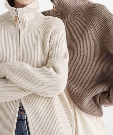 double zip cardigan / 4color　hm1830