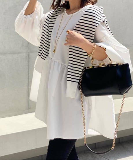 gather flare blouse / 2color　hm2579