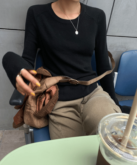thin simple knit top / 3color　hm1288