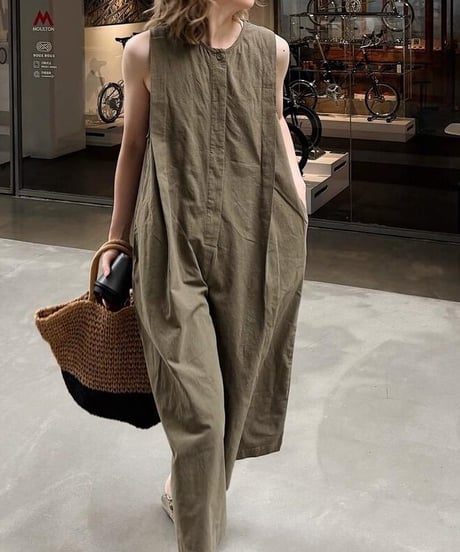 retro sleeveless jumpsuit / 2color　hm2475