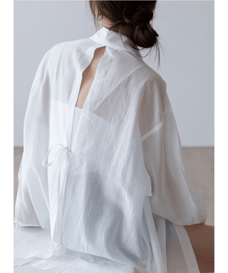 ribbon sheer shirt / 2color　hm2878