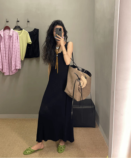 ribbed maxi dress / 2color　hm2349