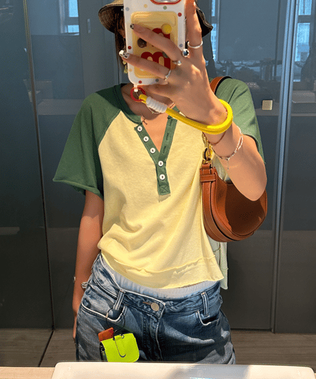 casual button t-shirt / 2color　hm1645