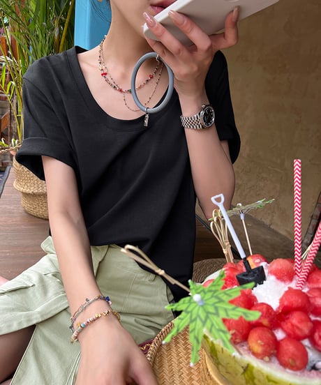 u-neck cotton t-shirt / 3color　hm1308