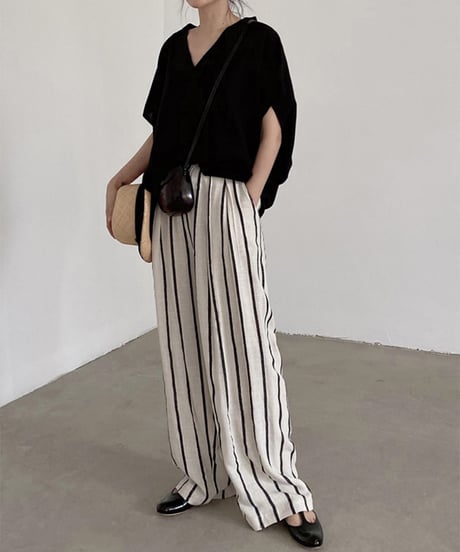 v-neck linen top / 2color　hm1466