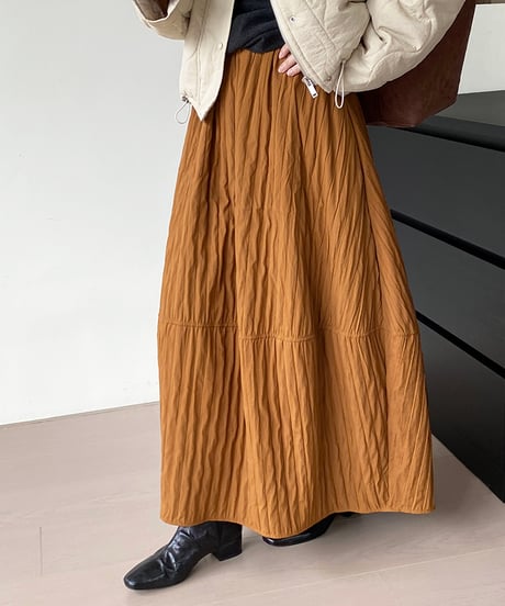 wrinkled tiered skirt / 4color　hm2716