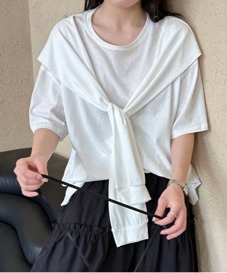 tie detail t-shirt / 3color　hm2273