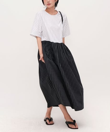 two-tone grid dress
　hm2295