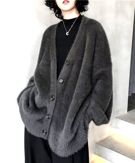 shaggy knit cardigan / 3color　hm1002