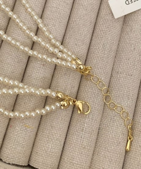 triple pearl chain necklace　hm1229