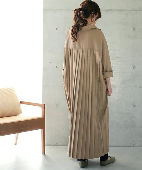back pleats shirt dress / 4color　hm2578