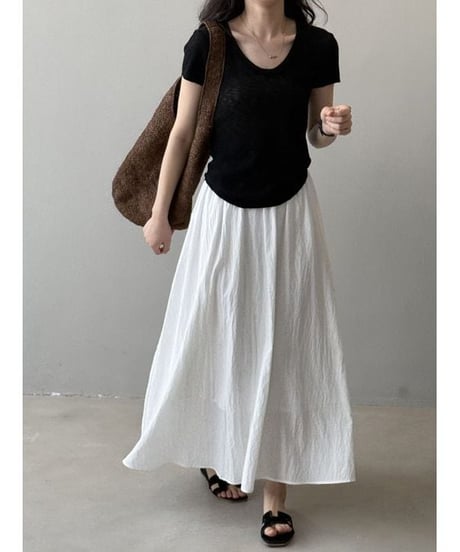 pleated maxi skirt / 4color　hm2324