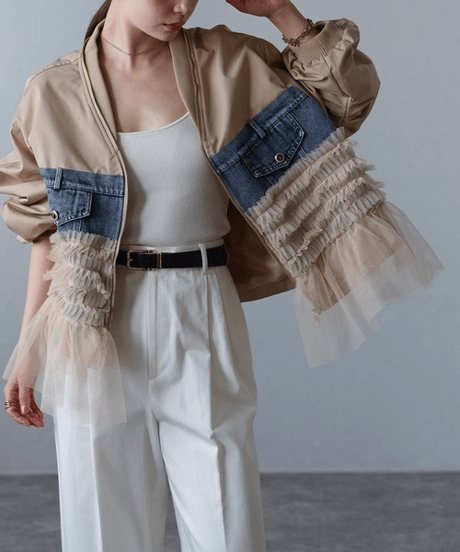 tulle mix blouson / 3color　hm2820