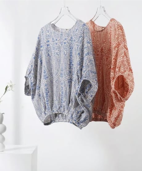 paisley ribbon blouse / 2color　hm2872