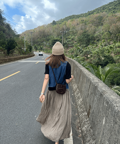 pleated med-length skirt / 2color　hm1331