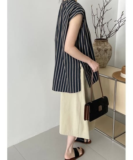 french sleeve stripe blouse / 2color　hm1536