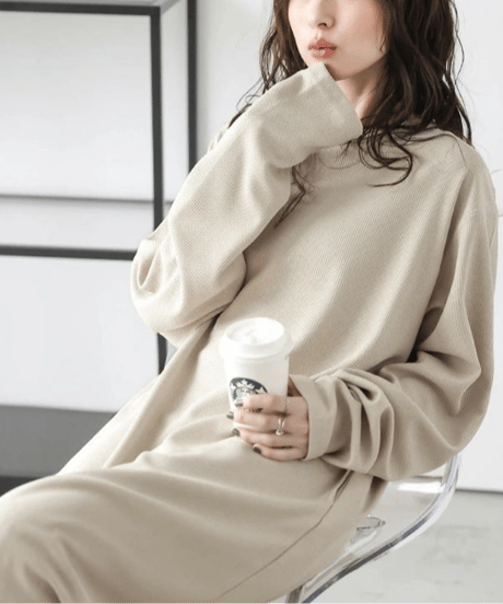 relaxed Waffle dress  / 4color　hm2626
