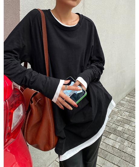 loose mid-length shirt / 2color　hm1016