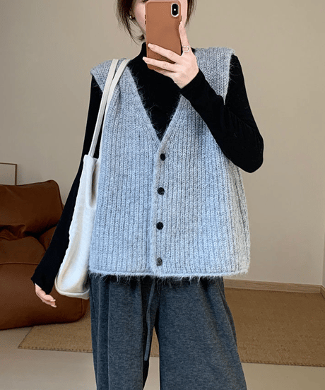warm knit vest / 3color　hm2779