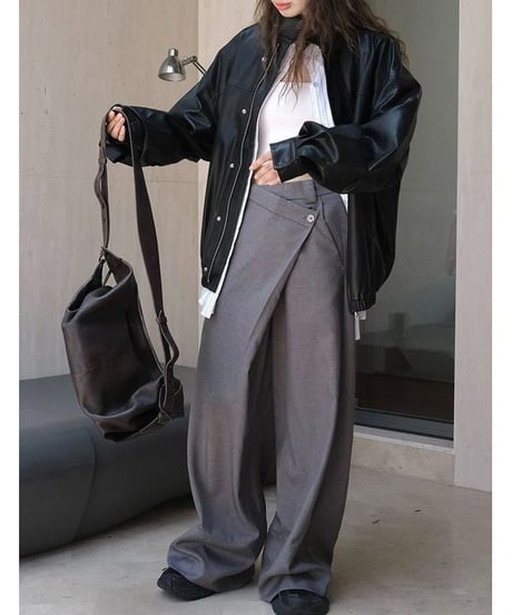 asymmetric wide leg pants　hm1734