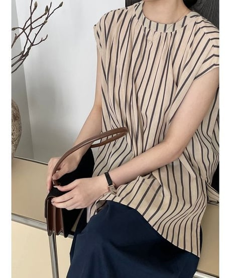 french sleeve stripe blouse / 2color　hm1536