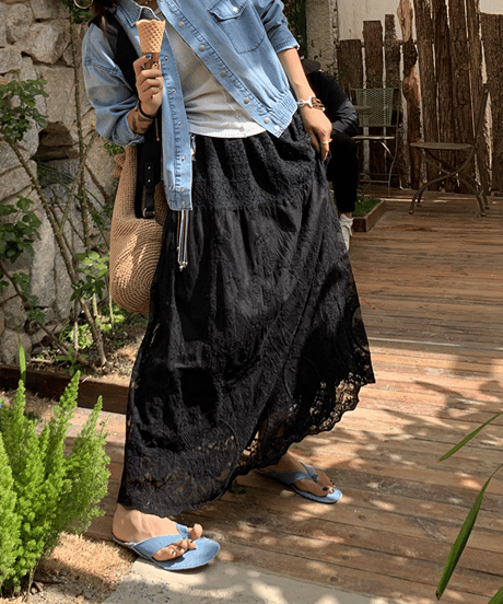 flower lace skirt / 2color　hm1501