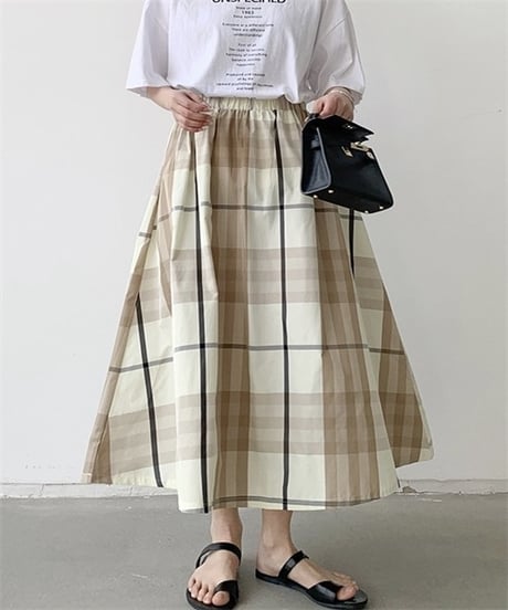 plaid flare skirt / 4color　hm2887