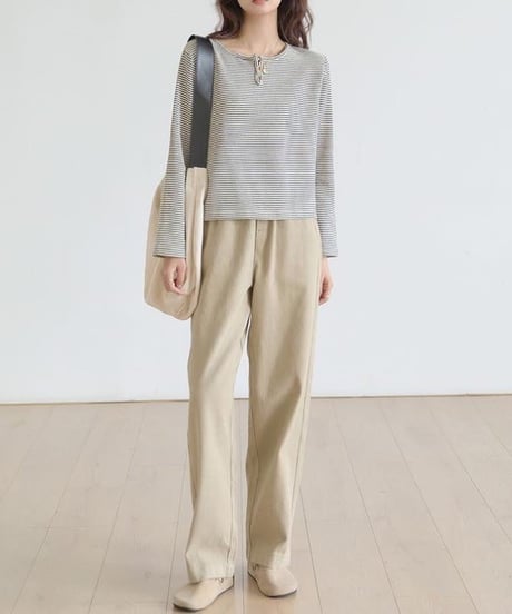 henley neck border top　hm1739